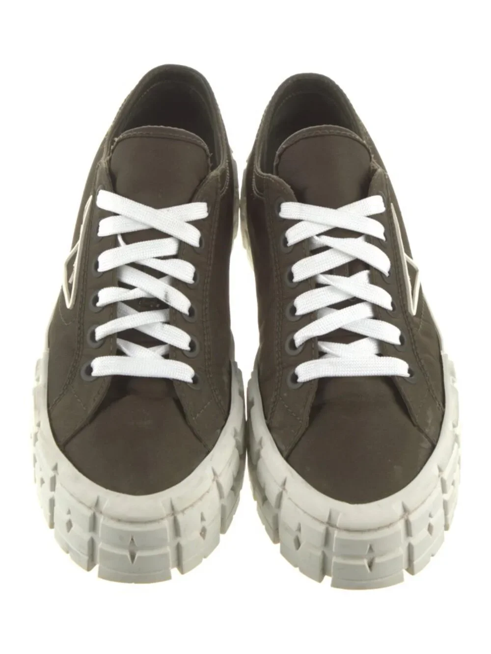 PRADA Re-Nylon Double Wheel Green Chunky Platform Sneakers Size 38.5